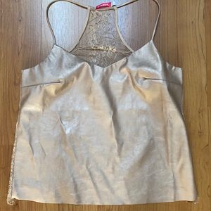 Rose Gold faux leather lace back tank